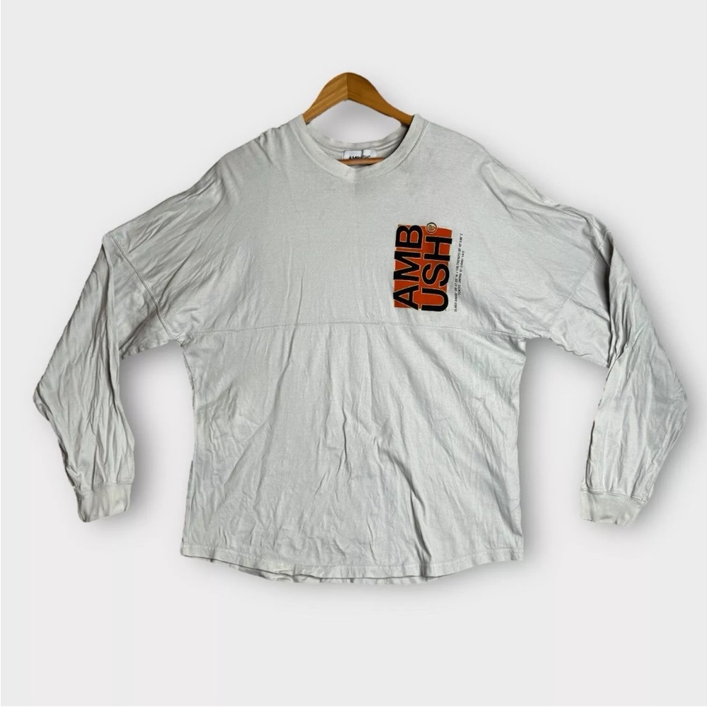 AMBUSH Oversized Drop Shoulder Long Sleeve Logo Print T-Shirt Mens 2 Japan Made